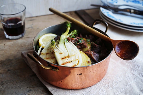 Gasconne kalfsstoof met gegrilde venkel