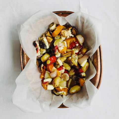 Salade van geroosterde groenten en Hollandse schapenkaas